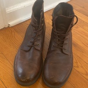Aldo Men's Lace Up Leather Ankle Boots Brown made in Portugal Size 42.5 / 9.5